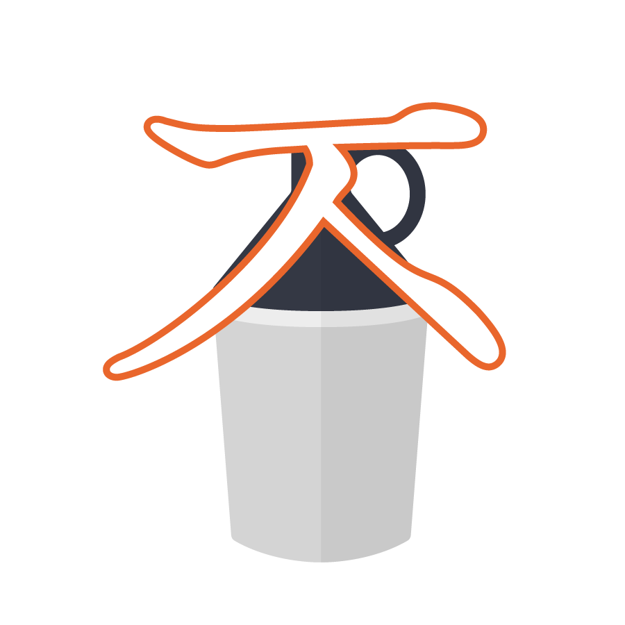Illustration of the Korean alphabet letter ㅈ 지읒 jieut in front of a jug
