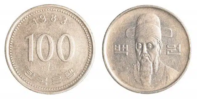 100 South Korean Wons Coin