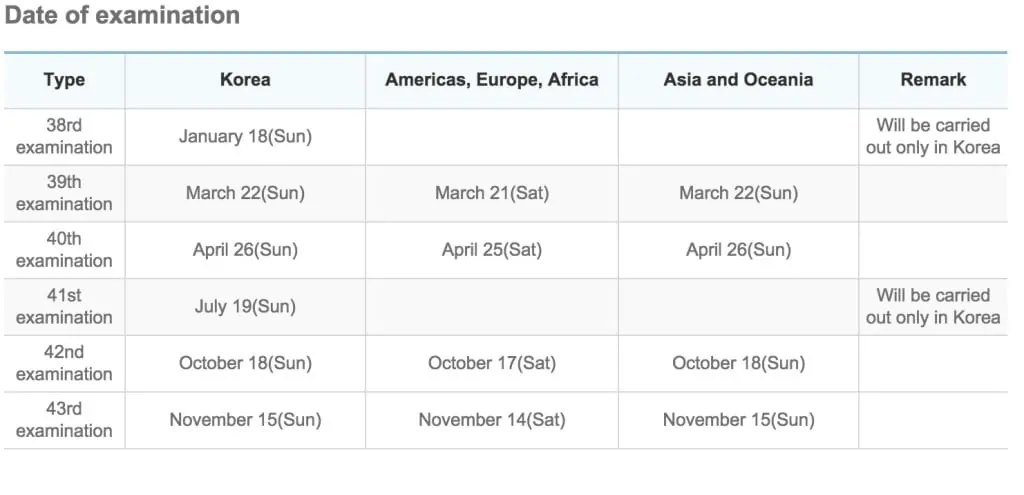 TOPIK Korean Test 2015 Schedule