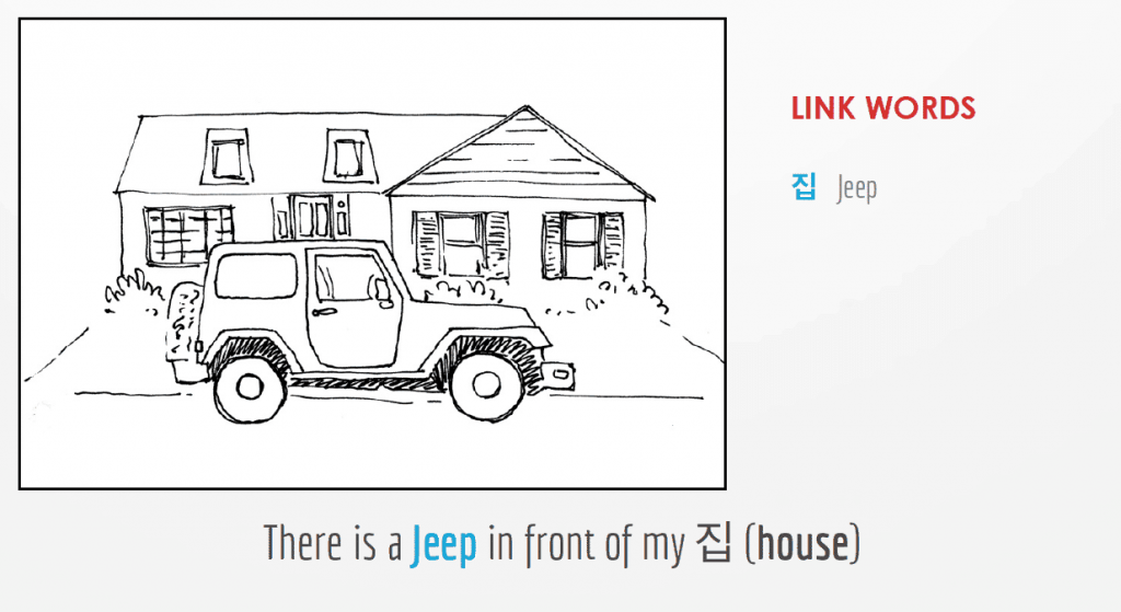 Learn Korean words using associations like Jeep for 집 (jip)