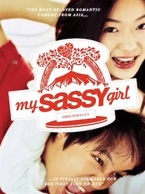 Movie Poster for My Sassy Girl with the smiling girl who has her arm around a guy's neck