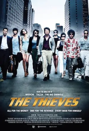 Movie Poster for the The Thieves with nine people walking forward