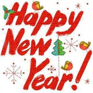 Happy New Year text. hand drawn text. watercolor New Year backgr