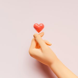 3d Hand Making Korean Heart Symbol With A Heart Floating On Top