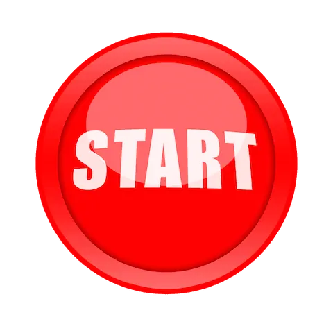 Red circular Start button in white lettering