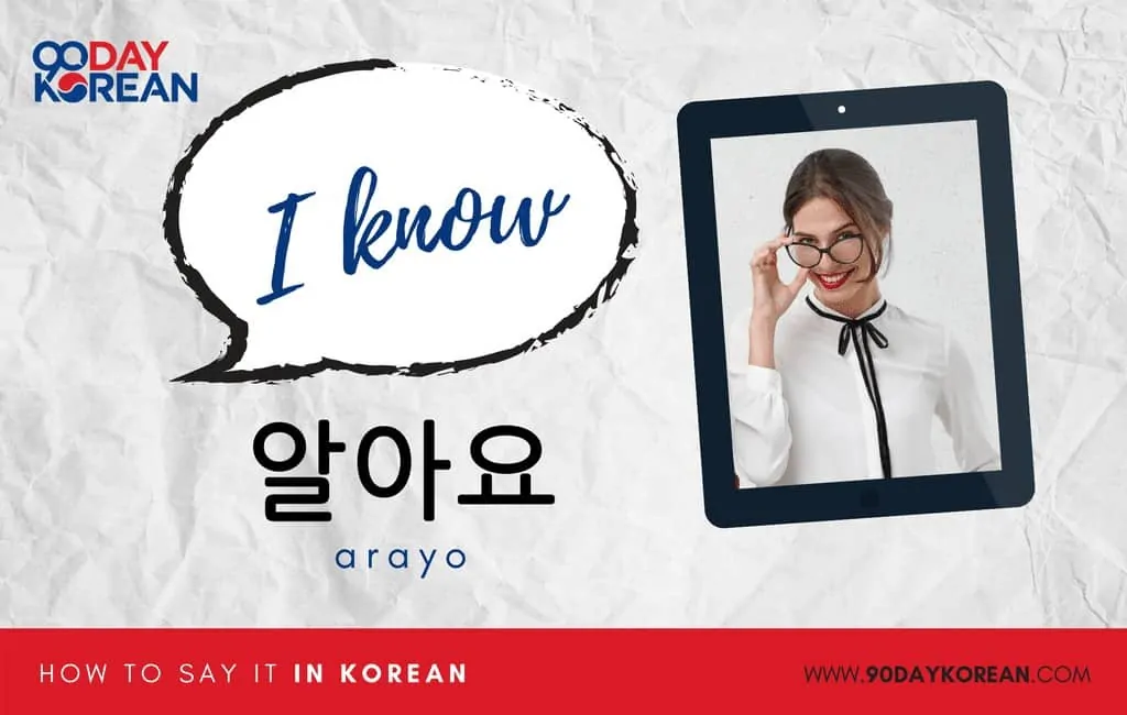How to Say I Know in Korean standard