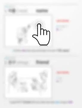 Mouse pointer with two blurred pictures of the site