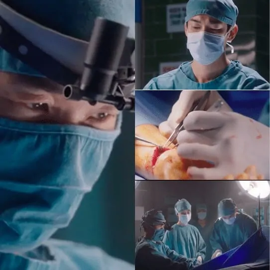Doctor Kim performing a surgery while Kang Dong-joo is assisting him