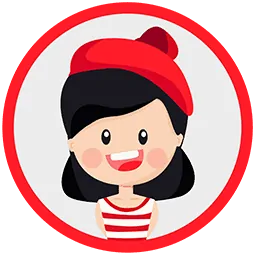 Illustration of a girl with a red hat and a red/white striped shirt