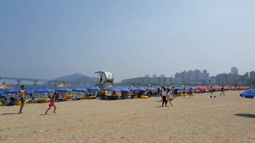 Sunny day at Gwanganli Beach in South Korea