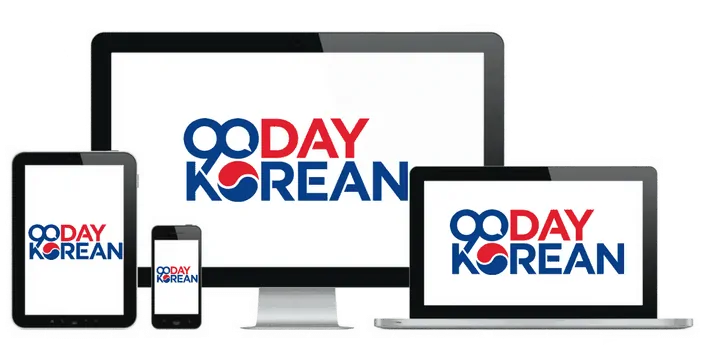 A computer tablet and smartphone with 90 Day Korean logon on them