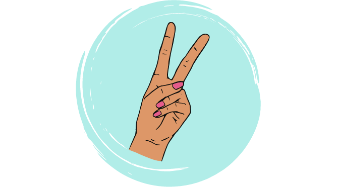 A hand doing the peace sign