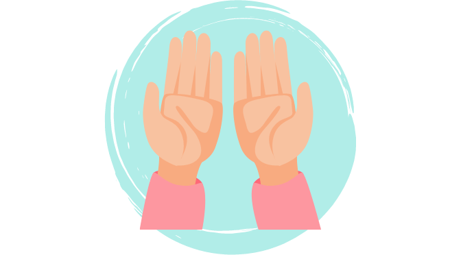 Two hands in use when giving or receiving something