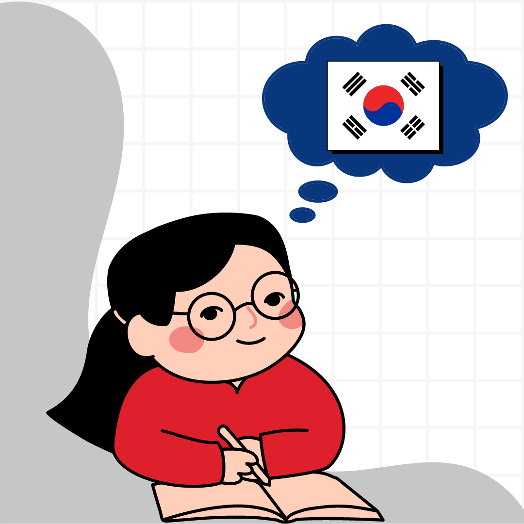 Woman thinking about Korean flag