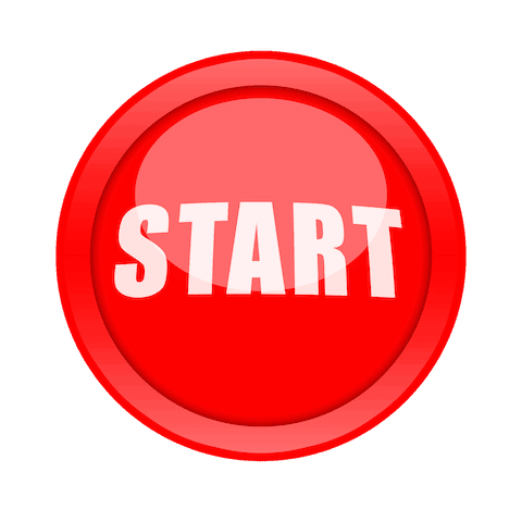 Red circular Start button in white lettering